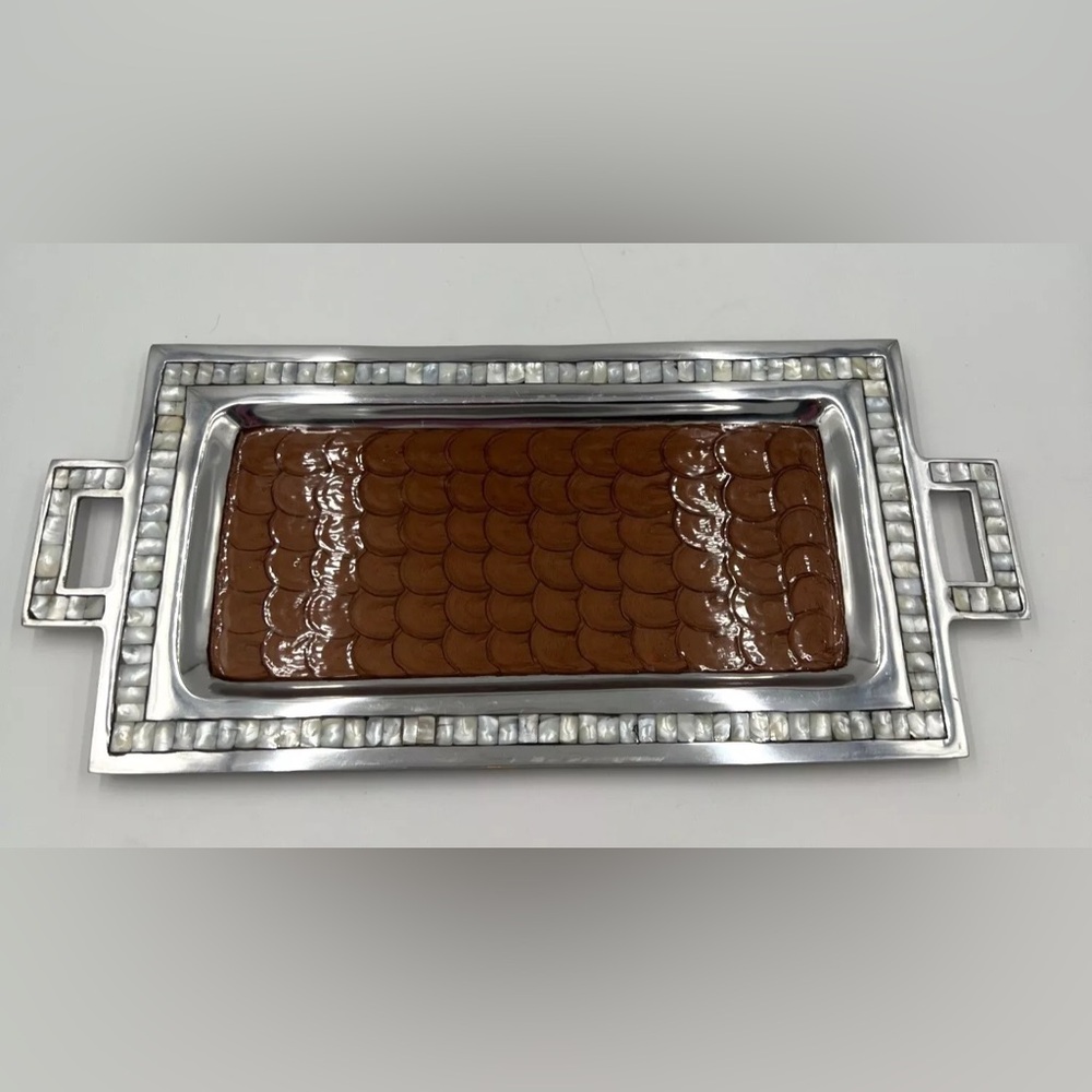 Elegant Silver & Mother of Pearl Serving Tray